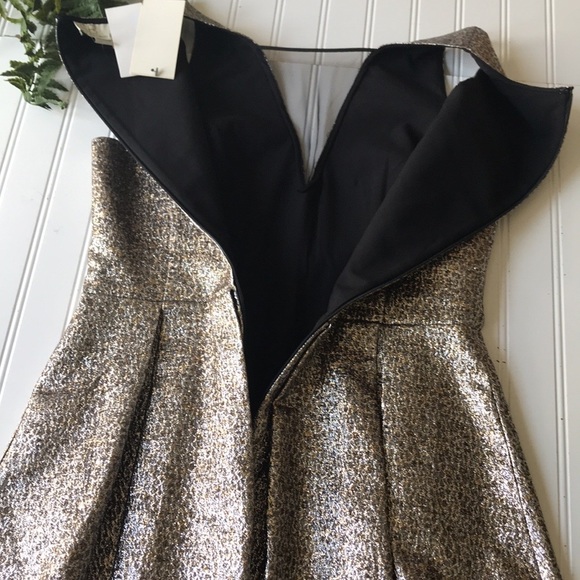 Sachin & Babi cocktail mini dress metallic gold silver black mesh sequin NWT - Picture 12 of 16